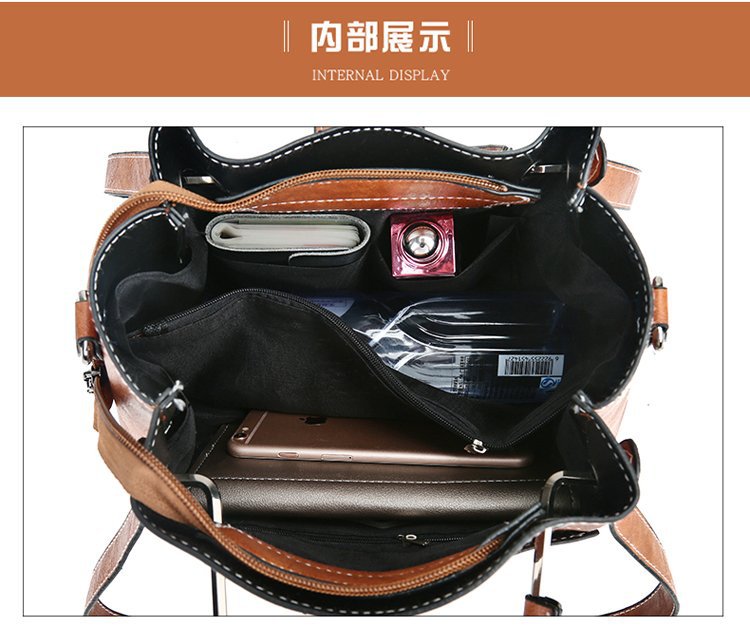 European and American versatile fashion oily leather pliers shoulder bag