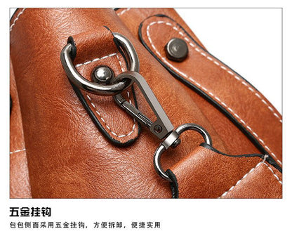 European and American versatile fashion oily leather pliers shoulder bag