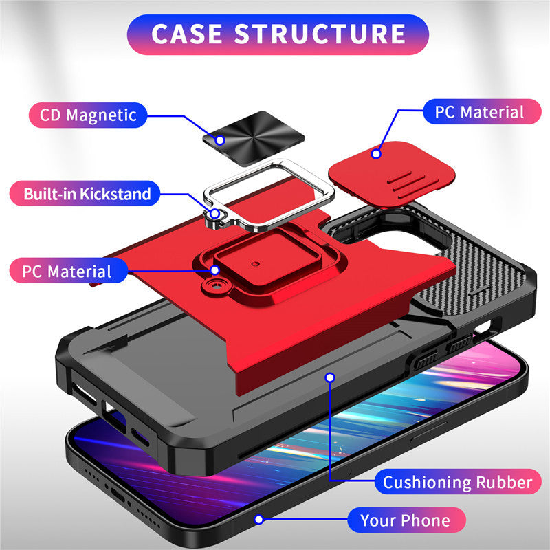 Multi-Function Ultra Card Slot Push-Window Anti-Drop Phone Case for iPhone 16 Pro Max – Slim Protective Case