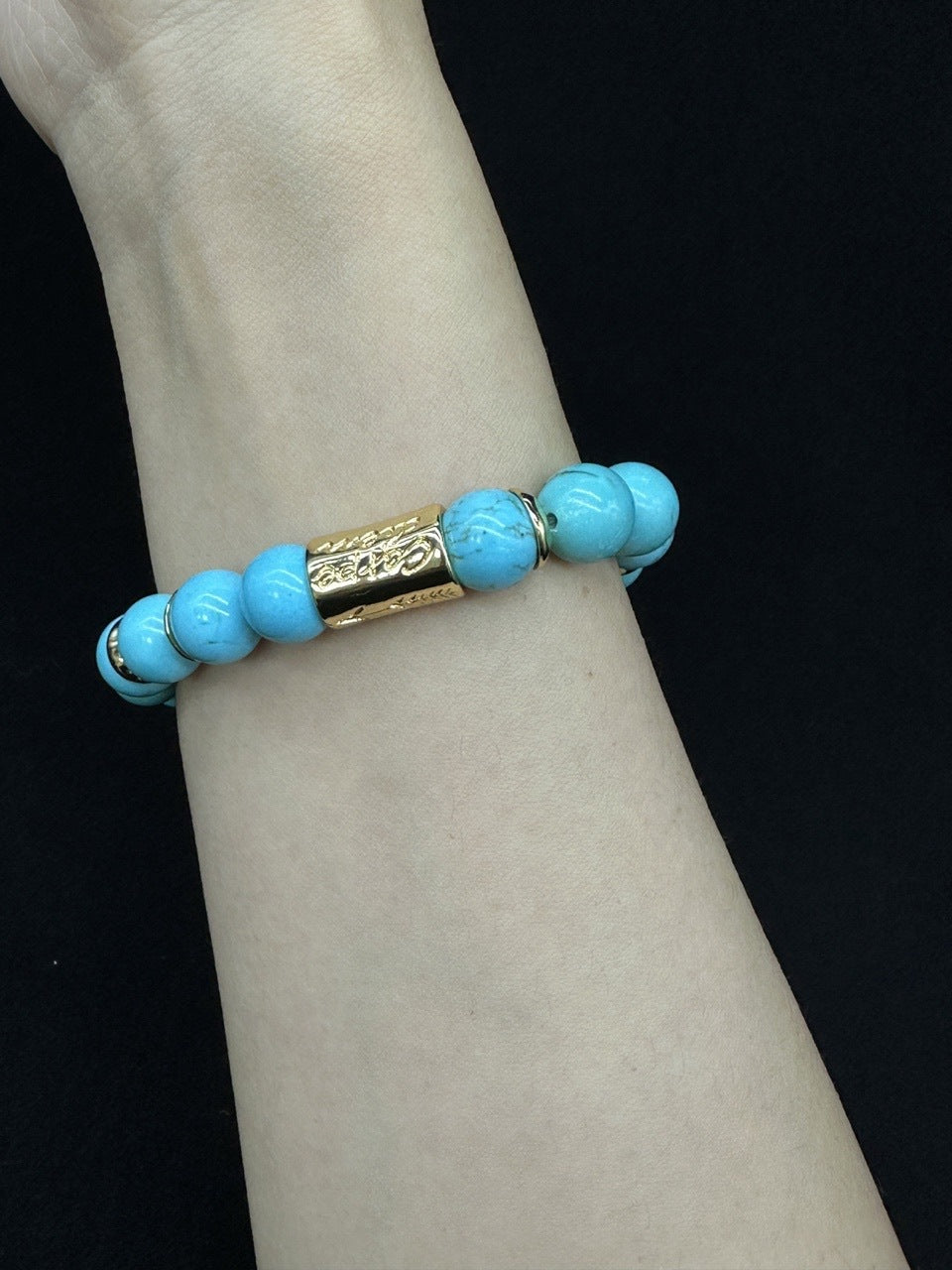 Natural Sea Blue Turquoise Bracelet – Precious Turquoise Amulet for Luck and Protection