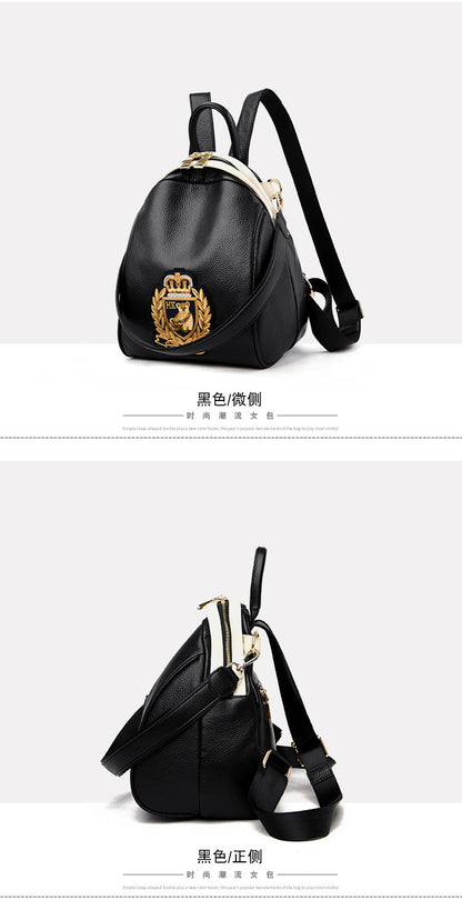 Trendy Genuine Leather Backpack for Women: Korean Style Casual Mommy Bag with Bear Design