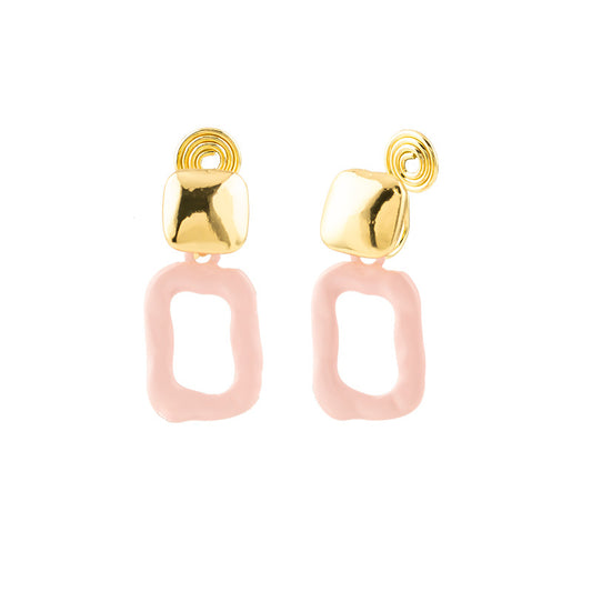 Sweet Girly Pink Geometric Earrings