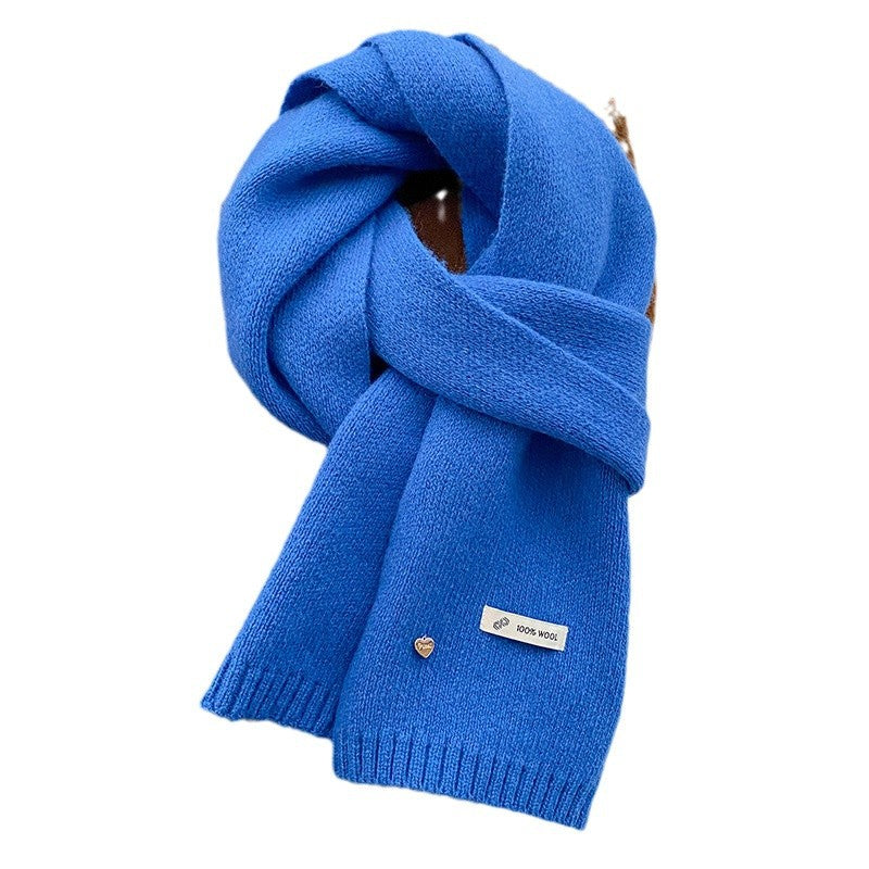 Ultra-Warm Pure Wool Klein Blue Scarf – Elegant Wool Scarf