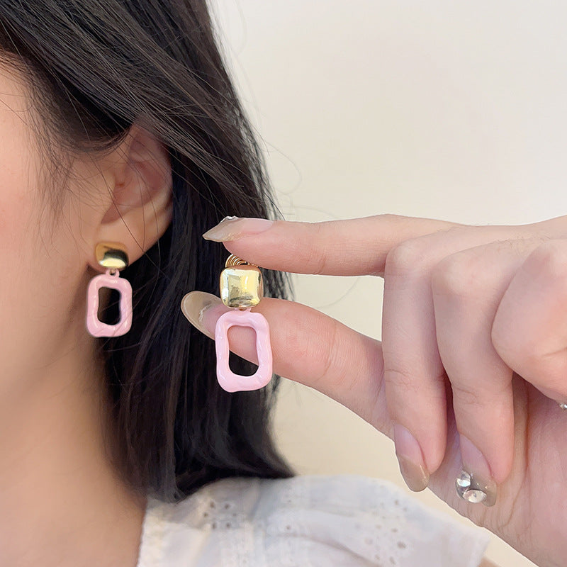 Sweet Girly Pink Geometric Earrings