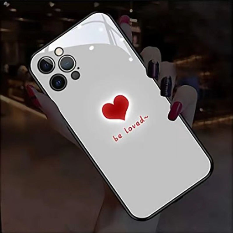 Glow-in-the-Dark Heart Creative Smart Sound-Control LED Phone Case for iPhone 16 Pro Max