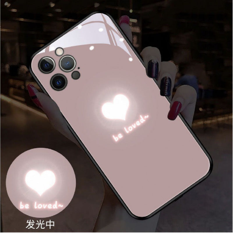 Glow-in-the-Dark Heart Creative Smart Sound-Control LED Phone Case for iPhone 16 Pro Max