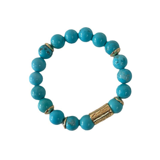 Natural Sea Blue Turquoise Bracelet – Precious Turquoise Amulet for Luck and Protection