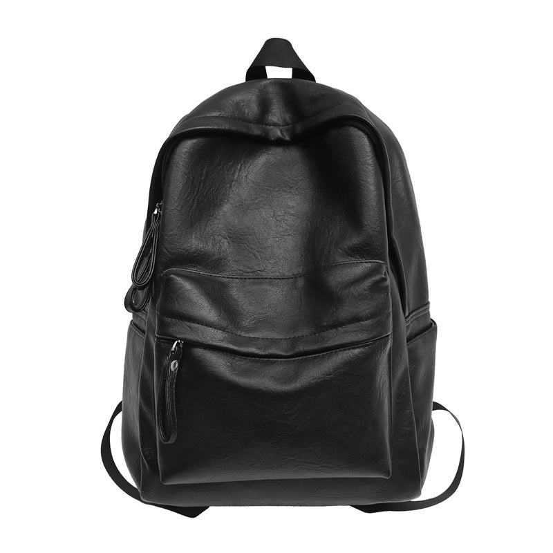 Pu solid color simple new large-capacity backpack