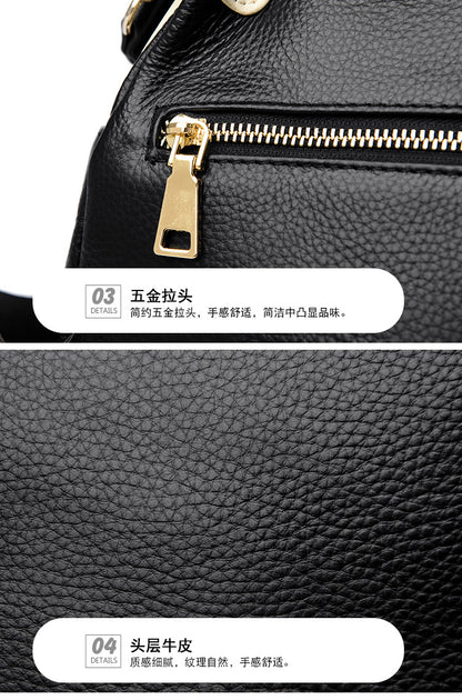 Trendy Genuine Leather Backpack for Women: Korean Style Casual Mommy Bag with Bear Design