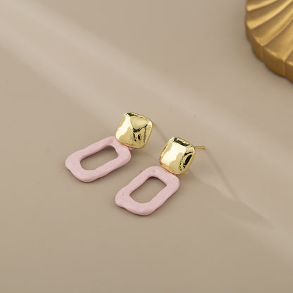 Sweet Girly Pink Geometric Earrings