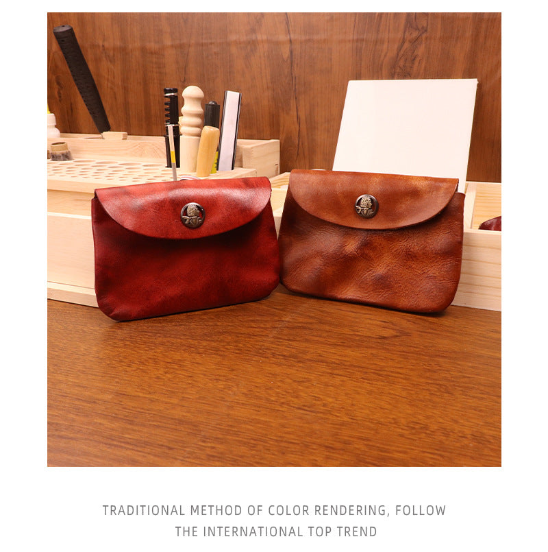 First layer cowhide retro change purse