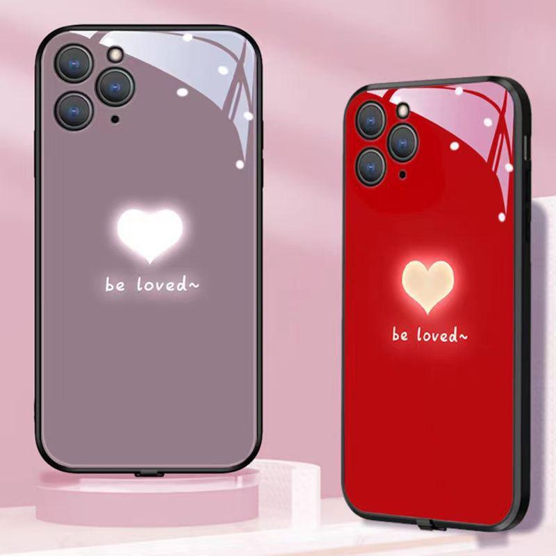 Glow-in-the-Dark Heart Creative Smart Sound-Control LED Phone Case for iPhone 16 Pro Max