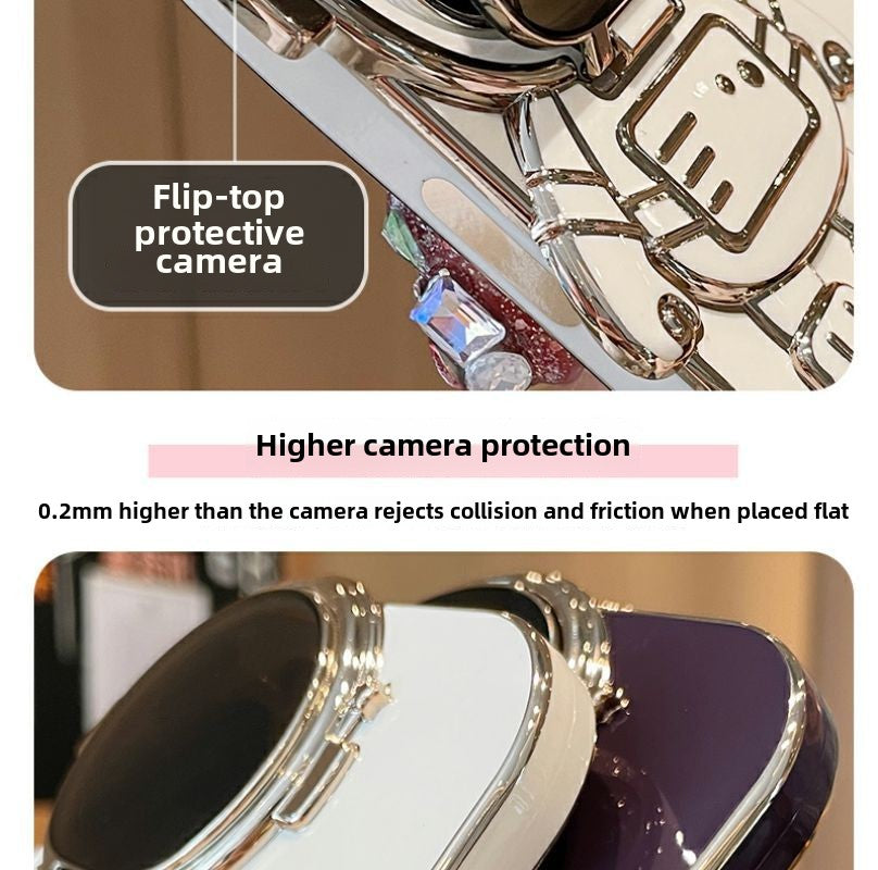 Electroplated Astronaut Stand Phone Case for iPhone 16 Pro Max – Creative Stand & Anti-Drop Protection