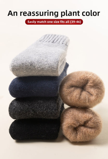 Thick Fleece-Lined Thermal Wool Socks for Cold Feet – Men's Heated & Insulated Rabbit & Wool Socks for Winter