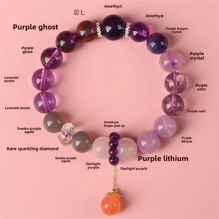 Natural Nine Purple Li Fire Amethyst Bracelet – Energy Protection, Luck & Wealth Boost