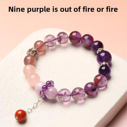 Natural Nine Purple Li Fire Amethyst Bracelet – Energy Protection, Luck & Wealth Boost