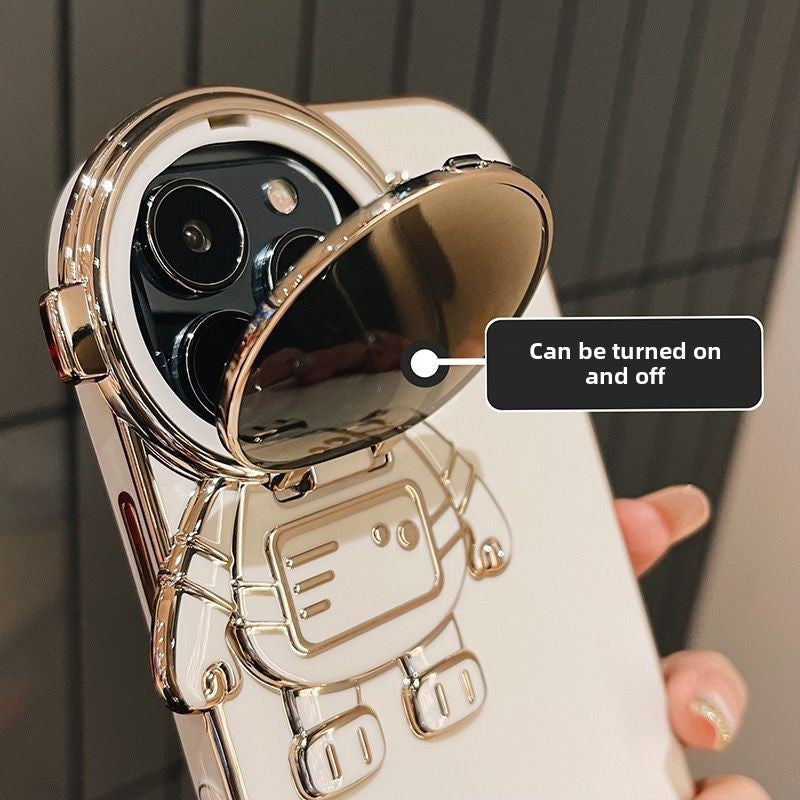 Electroplated Astronaut Stand Phone Case for iPhone 16 Pro Max – Creative Stand & Anti-Drop Protection